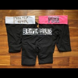 3 pairs of small PINK yoga pant leggings
